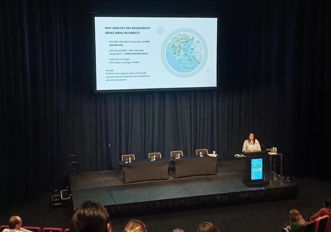 Konstantina Spiliopoulou presenting on how Key Biodiversity Areas can support global biodiversity targets to 2030